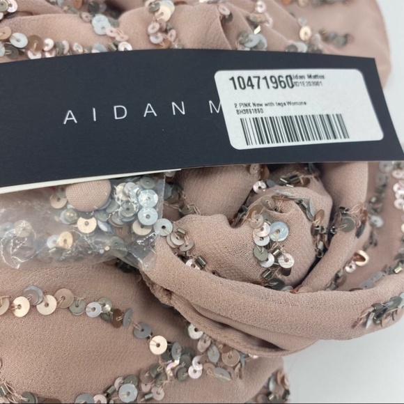 Aidan Mattox Blush Pink Sequin Short Sleeve Dress US 2 New with Tags - Picture 10 of 14